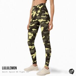 LULULEMON SWIFT SPEED HIGH-RISE TIGHT 28” IN CRISPIN GREEN CAMO WOMEN’S LEGGINGS